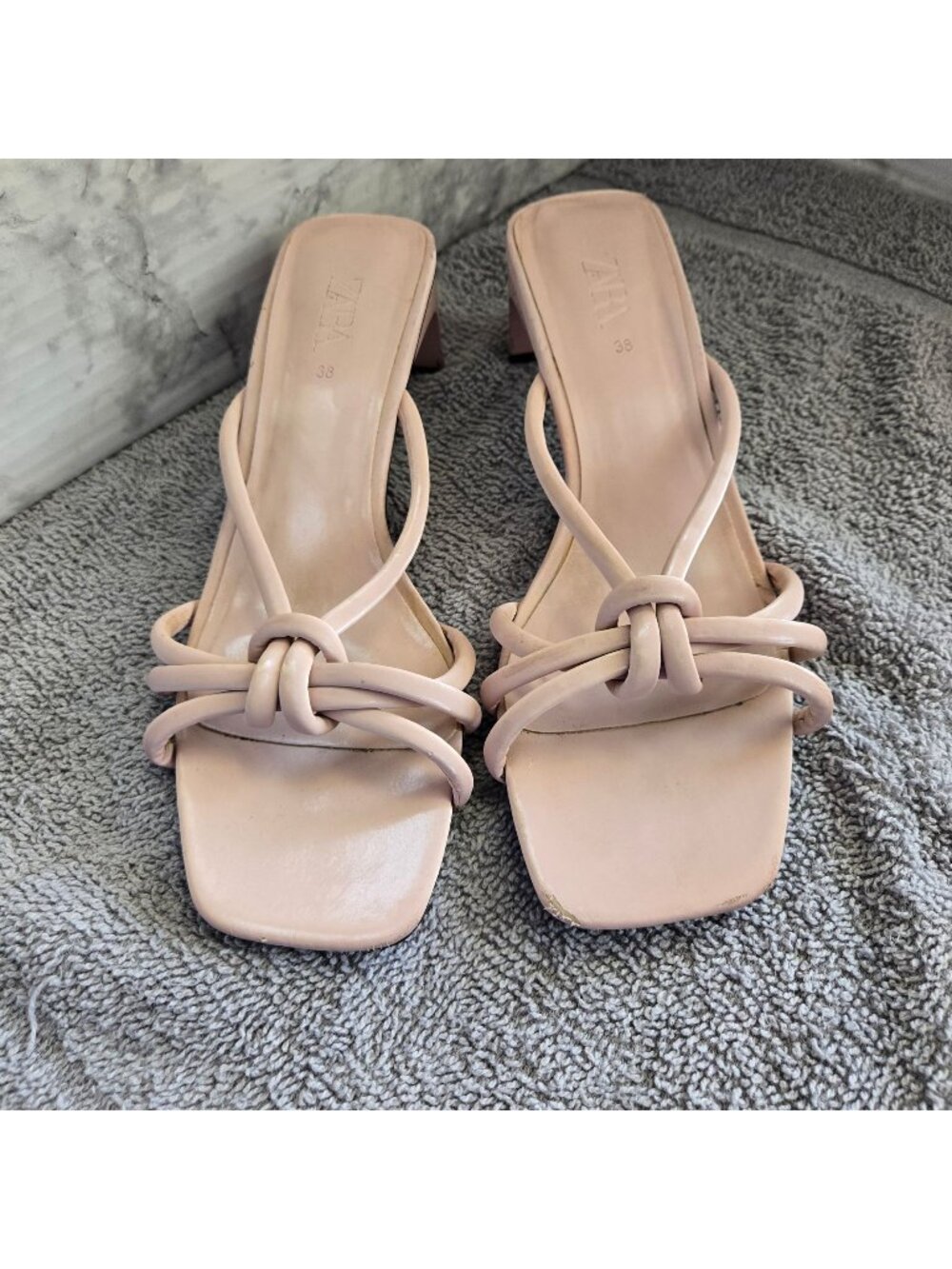 Zara High-Heeled Sandals with Knot Detail Womens Sz Eur 38 (US 7.5)